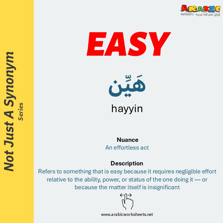  Nuance An effortless act  Description Refers to something that is easy because it requires negligible effort relative to the ability, power, or status of the one doing it — or because the matter itself is insignificant