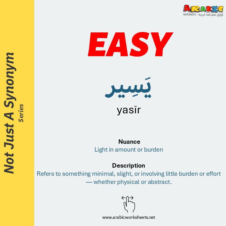  Nuance Light in amount or burden  Description Refers to something minimal, slight, or involving little burden or effort — whether physical or abstract.